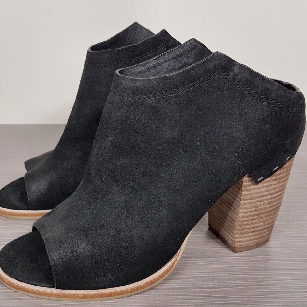 Dolce Vita Hailey Leather Block-Heel Bootie Black Suede Womens Size 10 B